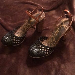 🏆Sam Edelman- Cork Heels W/ black Wicked toe! 🎯